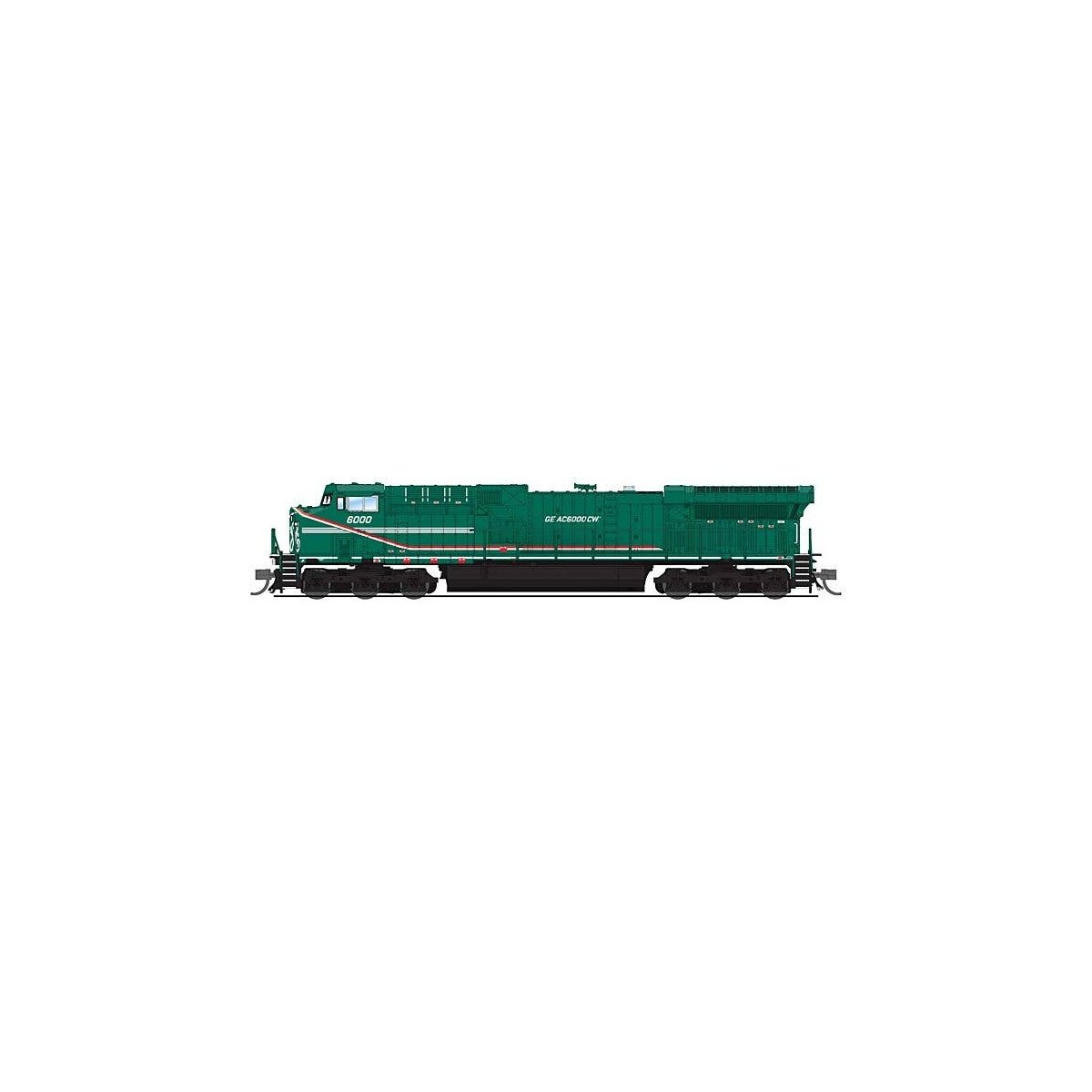 GE AC6000CW - Sound & DCC - Paragon4(TM) -- General Electric Demonstrator GECX 6000 (green, red, white), N, Broadway Limited Imp