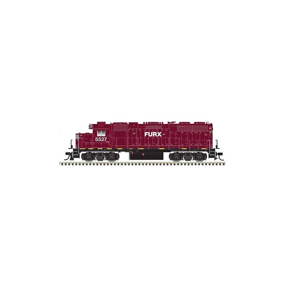 EMD GP38 Low Nose w/Dynamic Brakes - Standard DC - Master(R) Silver -- First Union Rail Leasing FURX 5527 (maroon, black, Ditch 