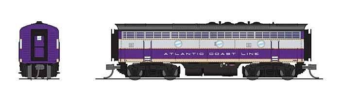 EMD F3B - Standard DC - Stealth -- Atlantic Coast Line 343B (purple, silver, yellow, black), N, Broadway Limited Imports 9221