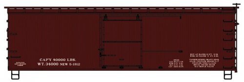 36′ Double-Sheathed Wood Boxcar w/Steel Roof, Ends, Straight Underframe -- Data Only (Mineral Red), HO, Accurail Inc 1498