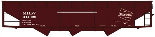 AAR 70-Ton Offset-Side 3-Bay Hopper - Kit -- Milwaukee Road 341029 (Boxcar Red, TMR Logo), HO, Accurail Inc 81852