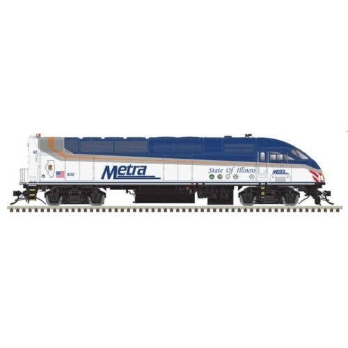 Motive Power Industries MP36PH-3C - Standard DC - Master Silver -- Metra 405 State of Illinois (blue, white), HO, Atlas Model Ra