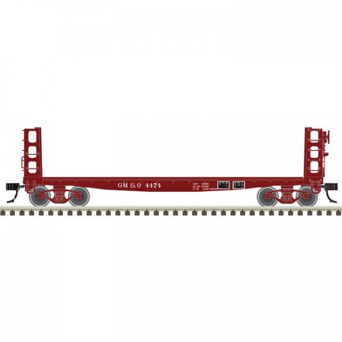 42′ Pulpwood Flatcar with Load - Ready to Run -- Gulf, Mobile & Ohio 4474 (Boxcar Red, N, Atlas Model Railroad Co. 50006949