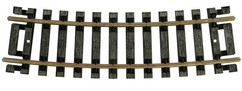 Code 100 Curved Snap-Track(R) Nickel-Silver Rail -- 1/2 Section, 15′ Radius (Black Ties) , HO, Atlas Model Railroad Co. 832