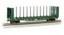52′ Centerbeam Bulkhead Flatcar - Ready to Run -- BC Rail 52423 (green), HO, Bachmann Industries 12901