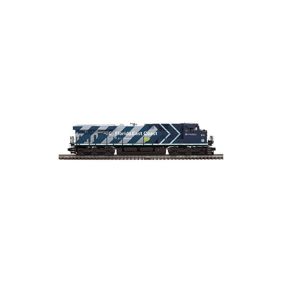 GE ES44AC - 2-Rail - Sound and DCC - Premier -- Florida East Coast 815 (2024 Grupo Mexico Scheme, blue, gray, Green Leaf), O, At