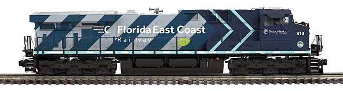 GE ES44AC - 2-Rail - Sound and DCC - Premier -- Florida East Coast 815 (2024 Grupo Mexico Scheme, blue, gray, Green Leaf), O, At