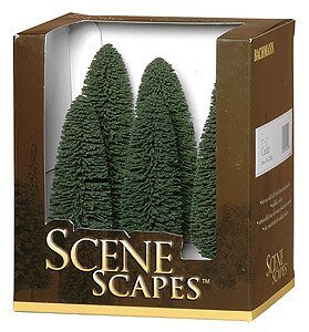 Cedar Trees - SceneScapes(TM) -- 5 to 6′ 12.7 to 15.2cm pkg(6), HO, Bachmann Industries 32005