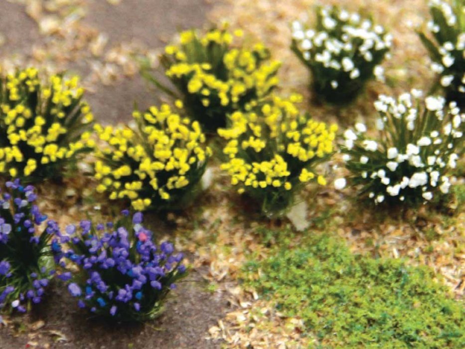 Flowering Shrubs -- Purple, Yellow, White pkg(48), HO, Bachmann Industries 32515