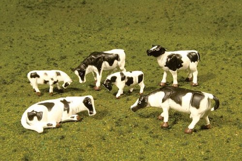 SceneScapes(TM) Figures -- Cows (black, white) pkg(6), HO, Bachmann Industries 33103