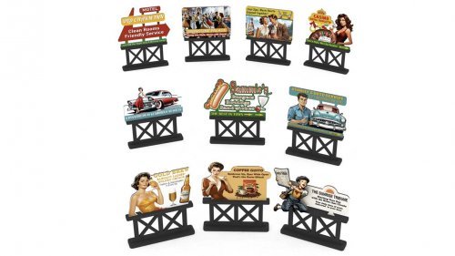 1950s Billboards - Kit -- pkg(10), HO, Bachmann Industries 39128