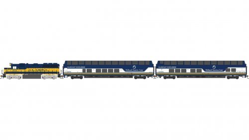 McKinley Explorer Passenger Train Set - Standard DC -- Alaska GP40, 2 Ultra Dome Cars, 63 x 45, HO, Bachmann Industries 783