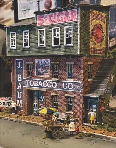 J. Baum Tobacco -- Laser-Cut Wood Kit - 6 x 3′ 15.2 x 7.6cm, HO, Bar Mills LLC 372