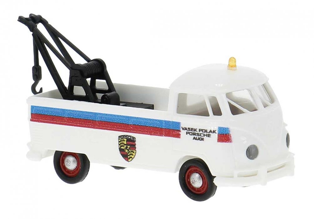 1960-1963 Volkswagen Pritsche T1b Standard-Cab Tow Truck - Assembled -- Vasek Polak (white, , HO, Brekina Automodelle 32987