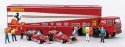 Fiat Semi Tractor w/Racing Trailer, 2 Ferrari 312T2 & 6 Figures - Assembled -- Ferrari Racin, HO, Brekina Automodelle 58575