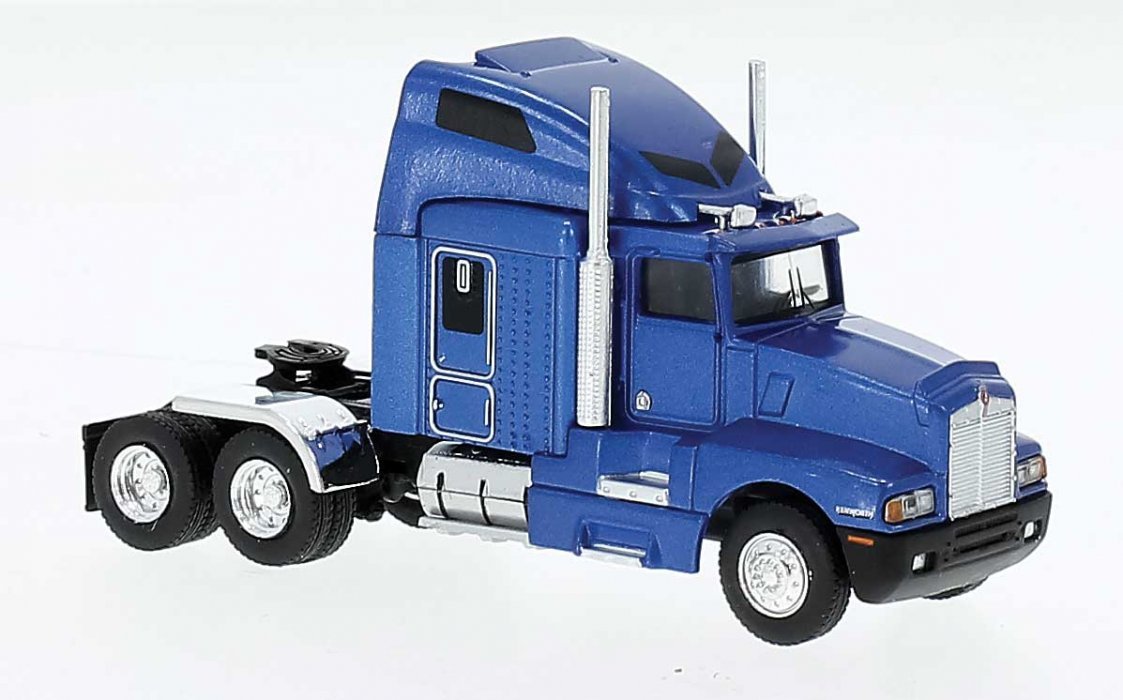 1984 Kenworth T600 Sleeper-Cab Tractor Only - Assembled -- Blue, HO, Brekina Automodelle 85925