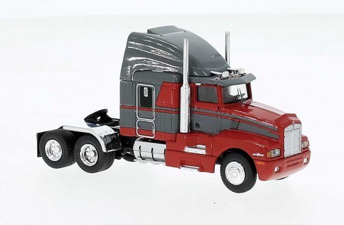 1984 Kenworth T600 Sleeper-Cab Tractor Only - Assembled -- Red, Gray, HO, Brekina Automodelle 85933