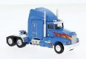 1984 Kenworth T600 Sleeper-Cab Tractor Only - Assembled -- Blue, Orange Flames, HO, Brekina Automodelle 85934