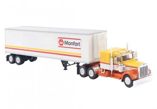 Kenworth W900 Semi Tractor w/Sleeper Cab & Van Trailer - Assembled -- New York Fire Dept. FD, HO, Brekina Automodelle 86257