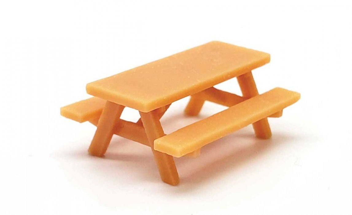 Picnic Tables -- Unpainted 3D Printed Parts pkg(5), HO, All Scale Miniatures 870988