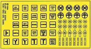 Highway Signs -- Vintage Caution 1930s-1950s (black, yellow), HO, Blair Line 144