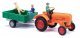 1955 Allgaier A 111 L Farm Tractor w/Trainer and 3 Figures - Assembled -- Orange, Red w/Green, HO, Busch Gmbh & Co Kg 50052