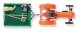 1955 Allgaier A 111 L Farm Tractor w/Trainer and 3 Figures - Assembled -- Orange, Red w/Green, HO, Busch Gmbh & Co Kg 50052