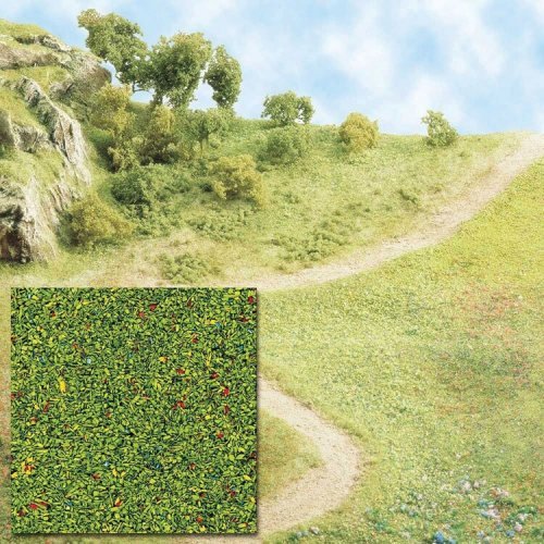 Grass Scatter Material Ground Cover -- Green w/Blooms 2-13/16oz 80g, All Scales, Busch Gmbh & Co Kg 7300