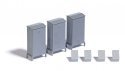 Trackside Details Set -- 3 Relay Cabinets and 4 Pole-Mount Dispatcher Telephone Boxes, HO, Busch Gmbh & Co Kg 7792