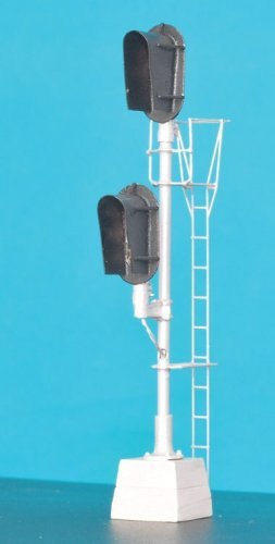 Union Switch & Signal 2-Headed Style D Block Signal - Assembled -- 3-Over-3 Aspect with Snow Shields, HO, Details West 942