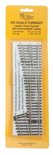 Code 83 Ladder Track System Turnout -- 5d Left-Hand Intermediate Ladder, HO, Micro Engineering 14716