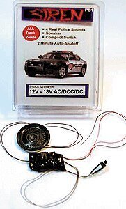 Police Siren Sound w/Speaker and Compact Switch -- 12 - 18 Volt AC/DC, All Scales, Evan Designs PS2