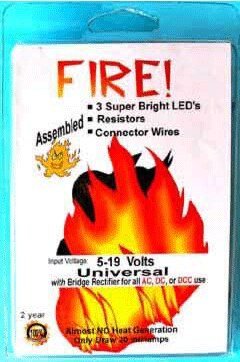 Universal Input -- 18V 1.8mm LEDs Fire Kit, All Scales, Evan Designs U1F
