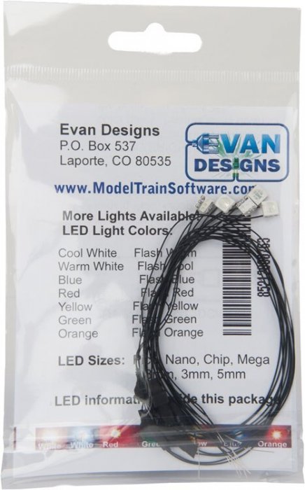 Mega Chip LED High Brightness SMD Style w/8` 20.3cm Wire Leads -- Green 3/16 x 3/16 x 1/16` , All Scales, Evan Designs UM5