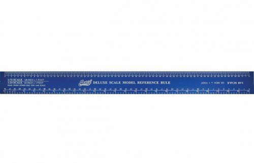 Scale Model Rulers -- Deluxe Scale Model Reference Rule 12′, Blue Tempered Anod, All Scales, Excel Hobby Blades Corp. 55779