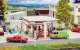 1950s Gas Station -- Kit - 5-9/16 x 3-13/16 x 1-1/16′ 14.1 x 9.7 x 5.3cm, HO, Faller Gmbh 130590