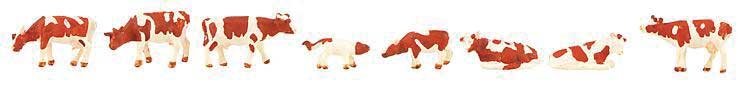 Cows -- Brown and White pkg(8), N, Faller Gmbh 155902