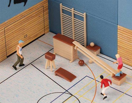 Sports Gymnasium Equipment Set -- Balance Beam, Springboard and More, HO, Faller Gmbh 180994