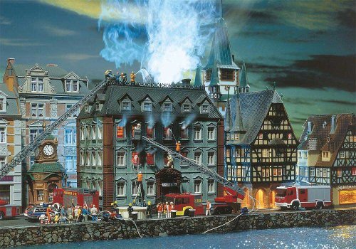 Burning Tax Office -- Kit - 4 x 2-5/8 x 3-15/16′ 10.1 x 6.7 x 10cm (Smoke/Lights Not Included), N, Faller Gmbh 231721