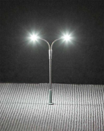 Double Whip-Style LED Street Light -- 2-9/16′ 6.5cm Tall, N, Faller Gmbh 272221
