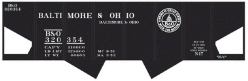 Railroad Decal Set -- Baltimore & Ohio Class N17 USRA 2-Bay Hopper (13 Great States Logo), HO, Tichy Train Group 10026