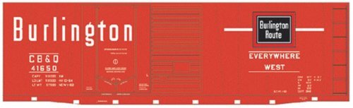 Railroad Decal Set -- Chicago, Burlington & Quincy 40′ Double-Door Boxcar (Chinese Red Car), HO, Tichy Train Group 10094
