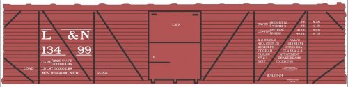 Railroad Decal Set -- Louisville & Nashville 40′ Single-Sheathed Wood Boxcar (Boxcar Red, No L, N, Tichy Train Group 10242N