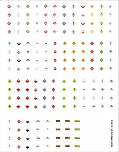 Railroad Decal Set -- Hazardous Materials Placards pkg(170), HO, Tichy Train Group 10259