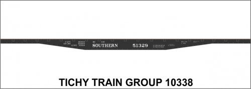 Railroad Decal Set -- Southern Railway 53`6` Steel Flatcar (black car), HO, Tichy Train Group 10338