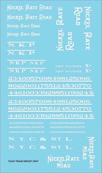 Railroad Decal Set -- Nickel Plate Road Roadname Set (white), HO, Tichy Train Group 10417