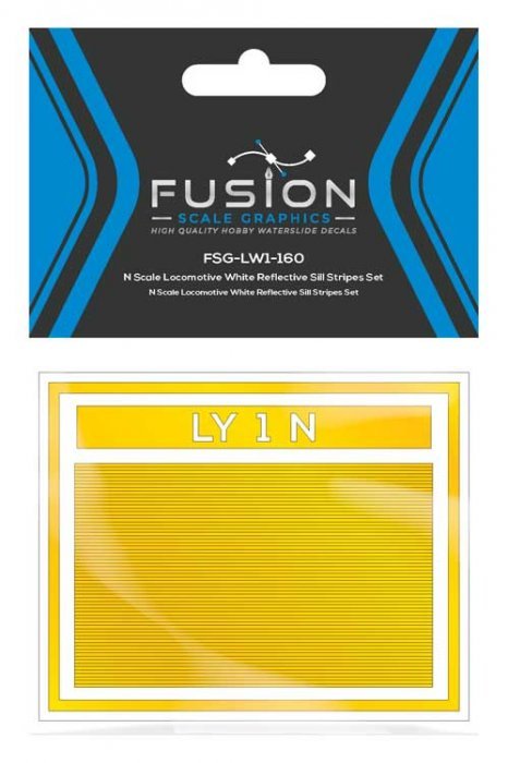 Railroad Locomotive Yellow Reflective Sill Stripes Set, N, FUSION SCALE GRAPHICS 260003