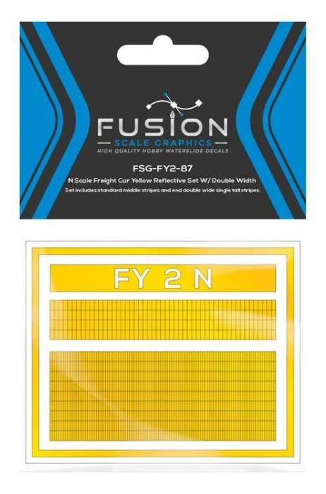 Railroad Freight Car Yellow Reflective Markings Set w/Double Width Stripes, N, FUSION SCALE GRAPHICS 260004