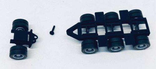 Lowboy Tri-Axle Booster w/Integrated Rear Axle -- 2 Sets, HO, Herpa Models 5525