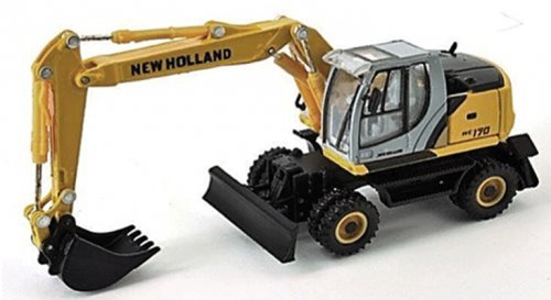 New Holland We170 Wheeled Excavator -- Yellow, Black, HO, Herpa Models 6480